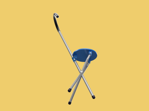 TRIPOD STICK CANE CHAIR WALKING SEAT STOOL POLE FOLDING PORTABLE 3D मॉडल