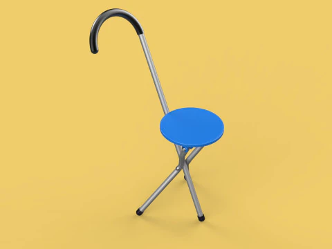 TRIPOD STICK CANE CHAIR WALKING SEAT STOOL POLE FOLDING PORTABLE 3D Model