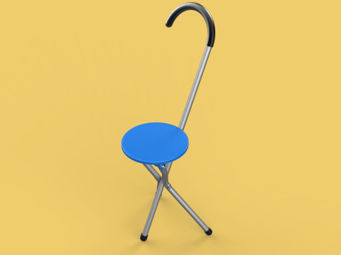 TRIPOD STICK CANE CHAIR WALKING SEAT STOOL POLE FOLDING PORTABLE 3D मॉडल