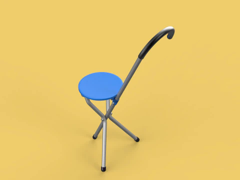 TRIPOD STICK CANE CHAIR WALKING SEAT STOOL POLE FOLDING PORTABLE 3D Model