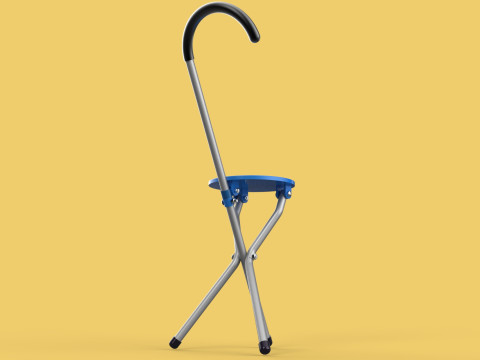TRIPOD STICK CANE CHAIR WALKING SEAT STOOL POLE FOLDING PORTABLE 3D मॉडल