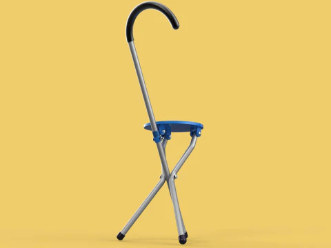 TRIPOD STICK CANE CHAIR WALKING SEAT STOOL POLE FOLDING PORTABLE 3D Model