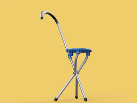 TRIPOD STICK CANE CHAIR WALKING SEAT STOOL POLE FOLDING PORTABLE 3D Model
