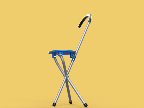 TRIPOD STICK CANE CHAIR WALKING SEAT STOOL POLE FOLDING PORTABLE 3D मॉडल