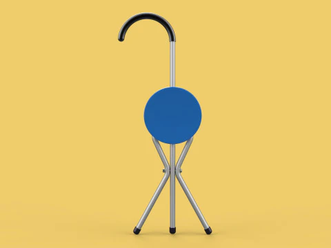 TRIPOD STICK CANE CHAIR WALKING SEAT STOOL POLE FOLDING PORTABLE 3D Model