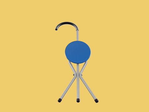 TRIPOD STICK CANE CHAIR WALKING SEAT STOOL POLE FOLDING PORTABLE 3D मॉडल