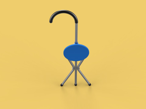 TRIPOD STICK CANE CHAIR WALKING SEAT STOOL POLE FOLDING PORTABLE 3D मॉडल