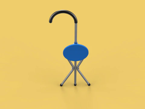 TRIPOD STICK CANE CHAIR WALKING SEAT STOOL POLE FOLDING PORTABLE 3D Model