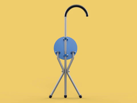 TRIPOD STICK CANE CHAIR WALKING SEAT STOOL POLE FOLDING PORTABLE 3D Model