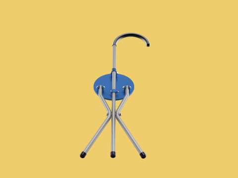 TRIPOD STICK CANE CHAIR WALKING SEAT STOOL POLE FOLDING PORTABLE 3D मॉडल