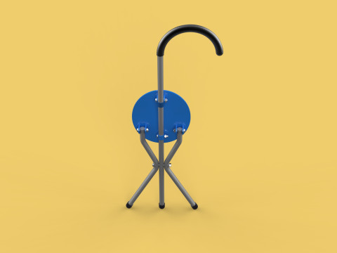 TRIPOD STICK CANE CHAIR WALKING SEAT STOOL POLE FOLDING PORTABLE 3D मॉडल