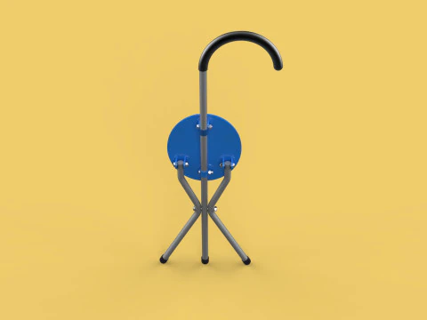 TRIPOD STICK CANE CHAIR WALKING SEAT STOOL POLE FOLDING PORTABLE 3D Model