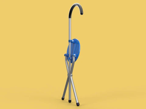 TRIPOD STICK CANE CHAIR WALKING SEAT STOOL POLE FOLDING PORTABLE 3D Model