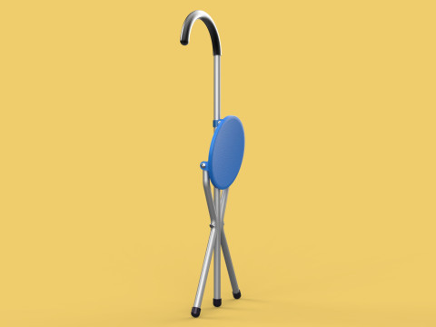 TRIPOD STICK CANE CHAIR WALKING SEAT STOOL POLE FOLDING PORTABLE 3D मॉडल