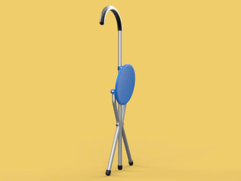 TRIPOD STICK CANE CHAIR WALKING SEAT STOOL POLE FOLDING PORTABLE 3D Model