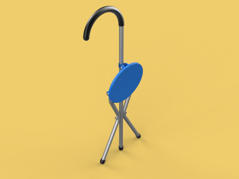 TRIPOD STICK CANE CHAIR WALKING SEAT STOOL POLE FOLDING PORTABLE 3D मॉडल