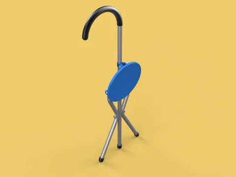TRIPOD STICK CANE CHAIR WALKING SEAT STOOL POLE FOLDING PORTABLE 3D Model