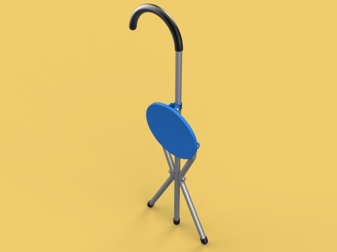 TRIPOD STICK CANE CHAIR WALKING SEAT STOOL POLE FOLDING PORTABLE 3D मॉडल