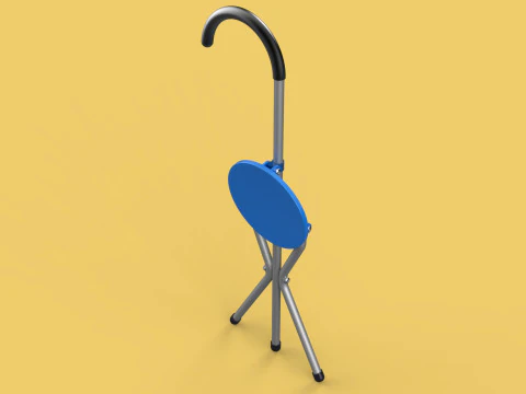 TRIPOD STICK CANE CHAIR WALKING SEAT STOOL POLE FOLDING PORTABLE 3D Model