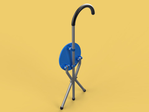 TRIPOD STICK CANE CHAIR WALKING SEAT STOOL POLE FOLDING PORTABLE 3D मॉडल