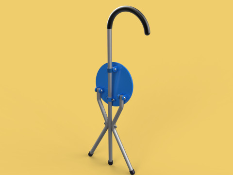 TRIPOD STICK CANE CHAIR WALKING SEAT STOOL POLE FOLDING PORTABLE 3D मॉडल