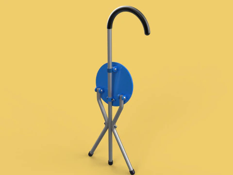 TRIPOD STICK CANE CHAIR WALKING SEAT STOOL POLE FOLDING PORTABLE 3D Model