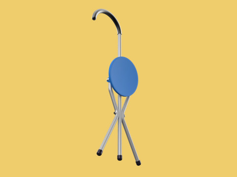 TRIPOD STICK CANE CHAIR WALKING SEAT STOOL POLE FOLDING PORTABLE 3D मॉडल