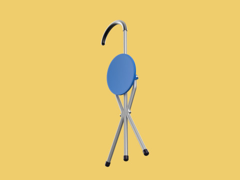 TRIPOD STICK CANE CHAIR WALKING SEAT STOOL POLE FOLDING PORTABLE 3D मॉडल