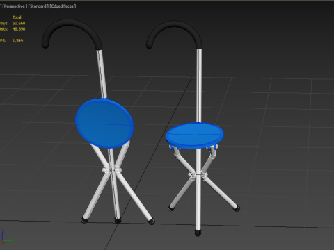 TRIPOD STICK CANE CHAIR WALKING SEAT STOOL POLE FOLDING PORTABLE 3D मॉडल