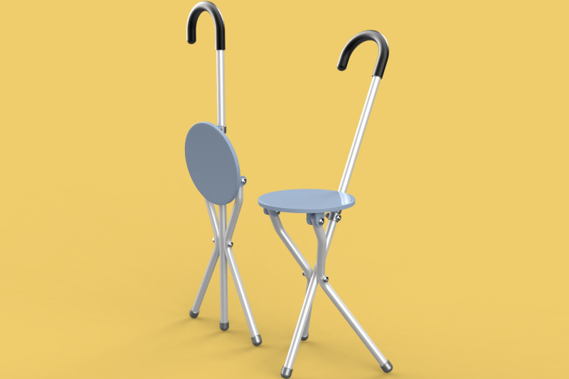 WALKING STICK CANE CHAIR SEAT STOOL POLE CRUTCH FOLDING PORTABLE Modèle 3D .c4d .max .obj .3ds .fbx .stl .blend