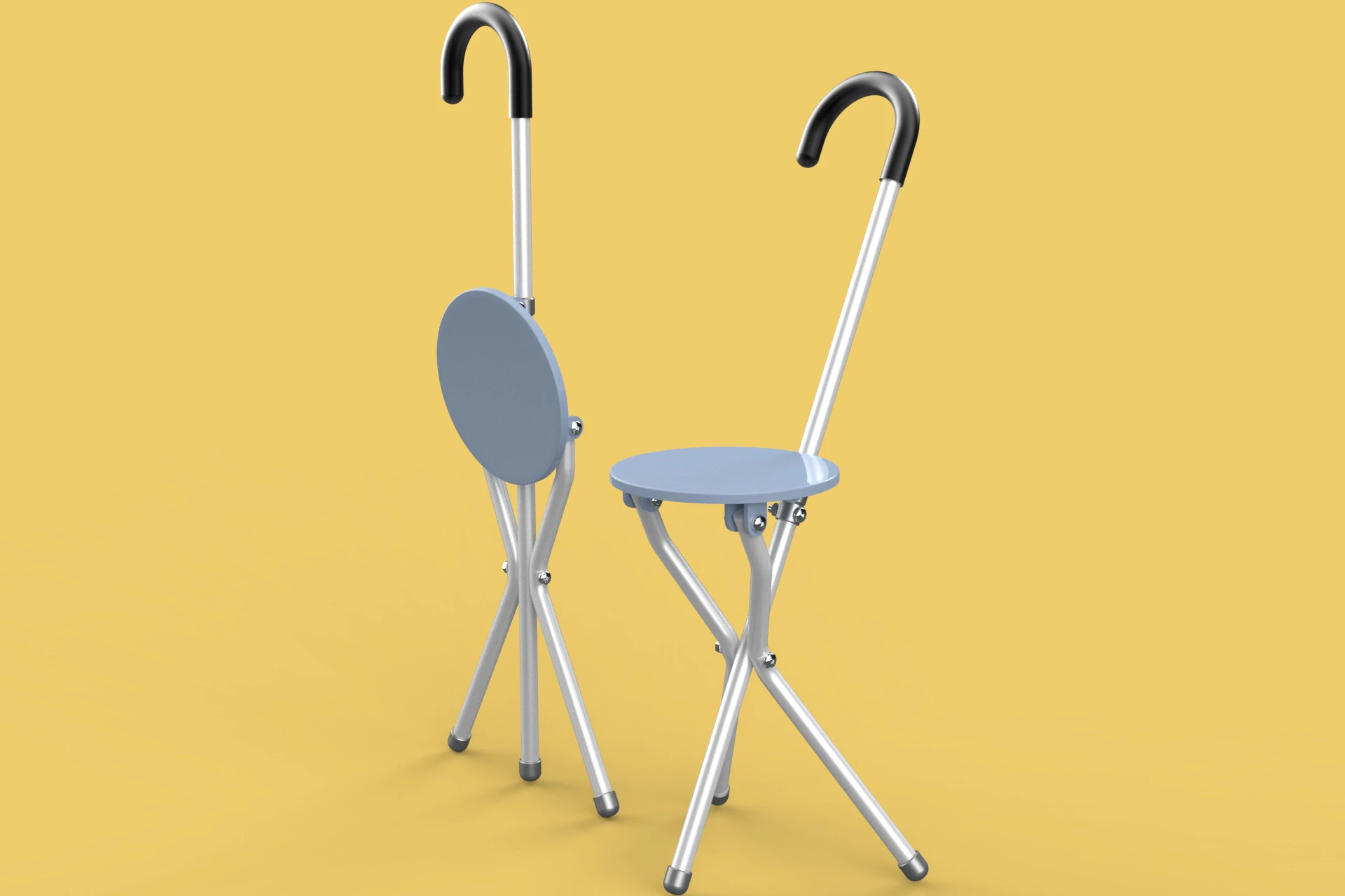 WALKING STICK CANE CHAIR SEAT STOOL POLE CRUTCH FOLDING PORTABLE 3D Model .c4d .max .obj .3ds .fbx .stl .blend 