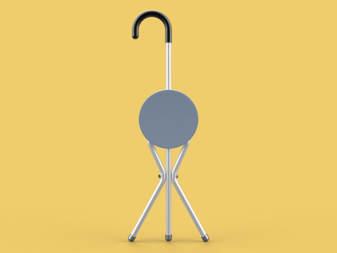 WALKING STICK CANE CHAIR SEAT STOOL POLE CRUTCH FOLDING PORTABLE Modèle 3D