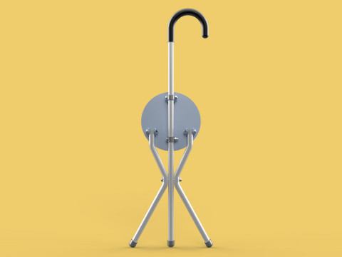 WALKING STICK CANE CHAIR SEAT STOOL POLE CRUTCH FOLDING PORTABLE Modèle 3D
