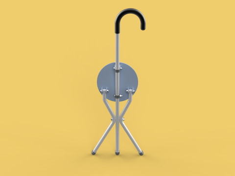 WALKING STICK CANE CHAIR SEAT STOOL POLE CRUTCH FOLDING PORTABLE Modèle 3D