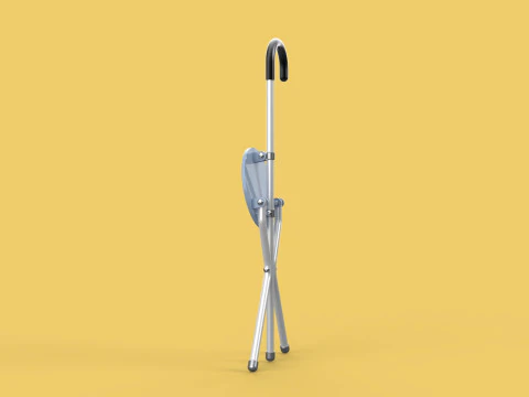 WALKING STICK CANE CHAIR SEAT STOOL POLE CRUTCH FOLDING PORTABLE 3D Model