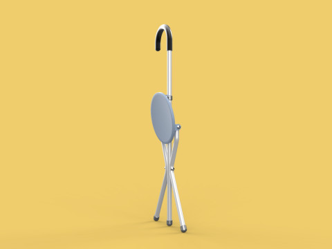 WALKING STICK CANE CHAIR SEAT STOOL POLE CRUTCH FOLDING PORTABLE Modèle 3D