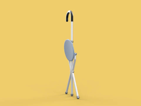 WALKING STICK CANE CHAIR SEAT STOOL POLE CRUTCH FOLDING PORTABLE 3D Model
