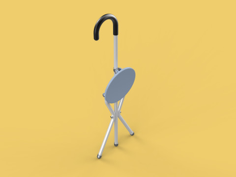WALKING STICK CANE CHAIR SEAT STOOL POLE CRUTCH FOLDING PORTABLE Modèle 3D