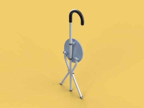 WALKING STICK CANE CHAIR SEAT STOOL POLE CRUTCH FOLDING PORTABLE Modèle 3D