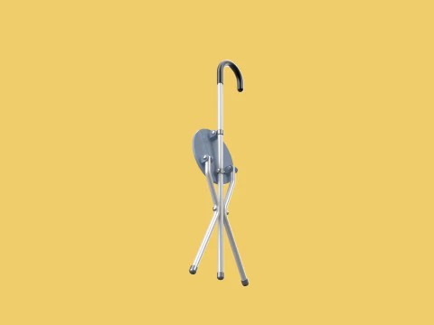 WALKING STICK CANE CHAIR SEAT STOOL POLE CRUTCH FOLDING PORTABLE 3D Model