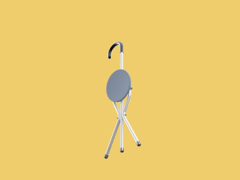 WALKING STICK CANE CHAIR SEAT STOOL POLE CRUTCH FOLDING PORTABLE Modèle 3D