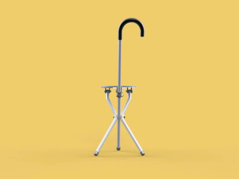 WALKING STICK CANE CHAIR SEAT STOOL POLE CRUTCH FOLDING PORTABLE 3D Model