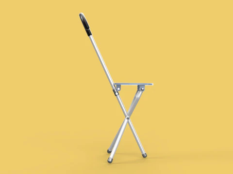 WALKING STICK CANE CHAIR SEAT STOOL POLE CRUTCH FOLDING PORTABLE 3D Model