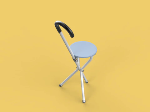 WALKING STICK CANE CHAIR SEAT STOOL POLE CRUTCH FOLDING PORTABLE 3D Model