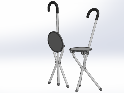 WALKING STICK CANE CHAIR SEAT STOOL POLE CRUTCH FOLDING PORTABLE Modèle 3D