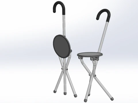 WALKING STICK CANE CHAIR SEAT STOOL POLE CRUTCH FOLDING PORTABLE 3D Model