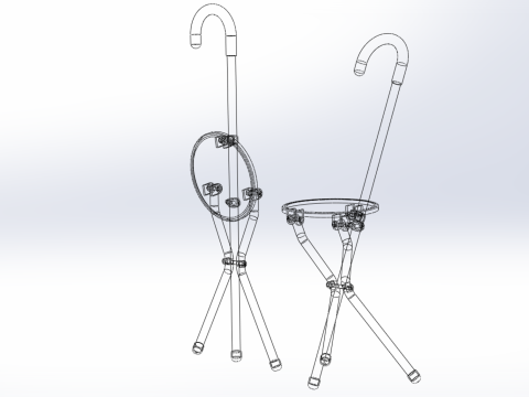 WALKING STICK CANE CHAIR SEAT STOOL POLE CRUTCH FOLDING PORTABLE Modèle 3D