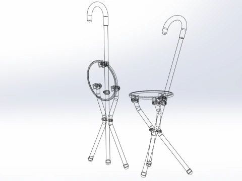 WALKING STICK CANE CHAIR SEAT STOOL POLE CRUTCH FOLDING PORTABLE 3D Model