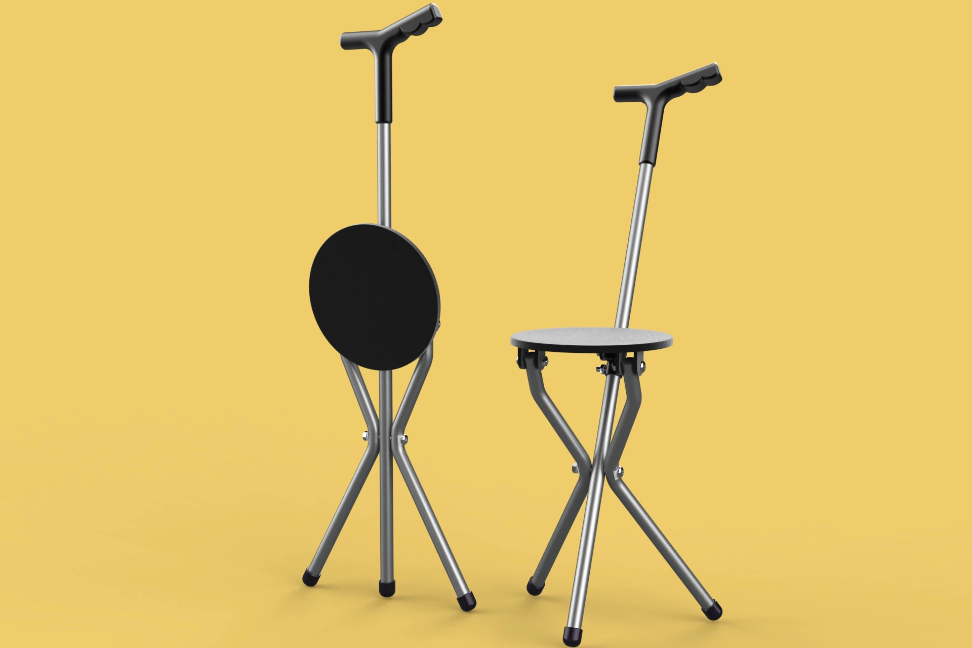 WALKER STICK CANE CHAIR SEAT STOOL TREKKING POLE FOLDING COMPACT 3D Model .c4d .max .obj .3ds .fbx .stl .blend 