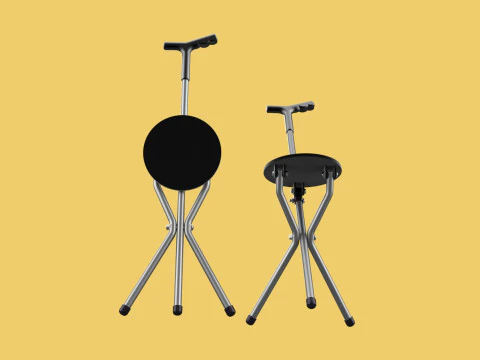 WALKER STICK CANE CHAIR SEAT STOOL TREKKING POLE FOLDING COMPACT 3D Model